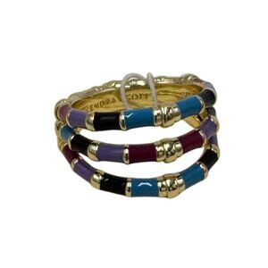 NWT Kendra Scott Ring Gold Blue Purple Enamel Multicolor Ring Size 8